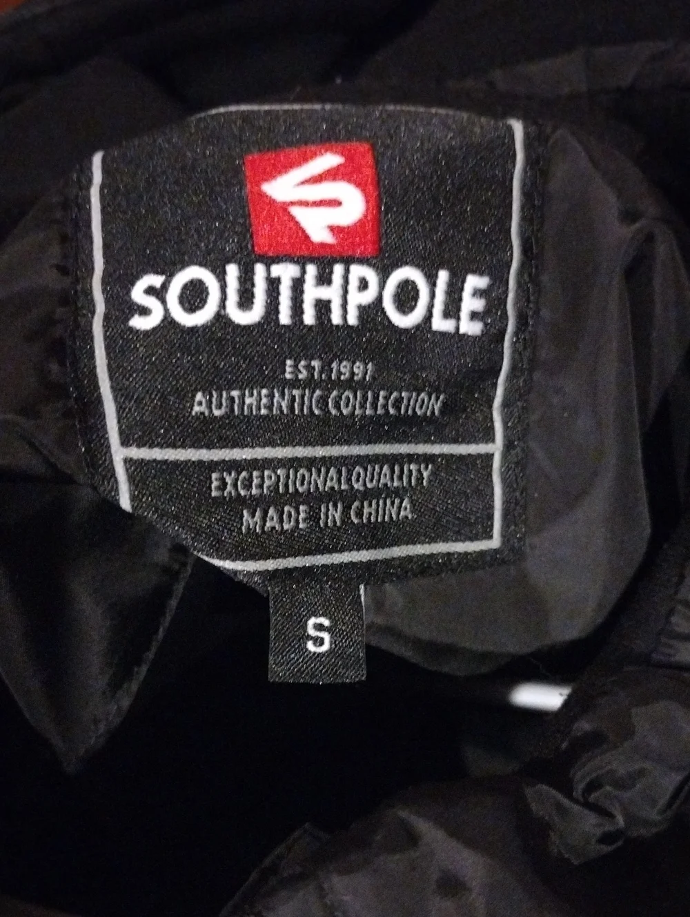 South Pole Black Quilted Puffer Jacket with Gray Knit Sleeves